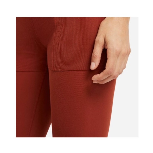 Women Nike Yoga Luxe Layered 7/8 Jumpsuit-Rugged Orange Dri-FIT - Picture 2 of 5